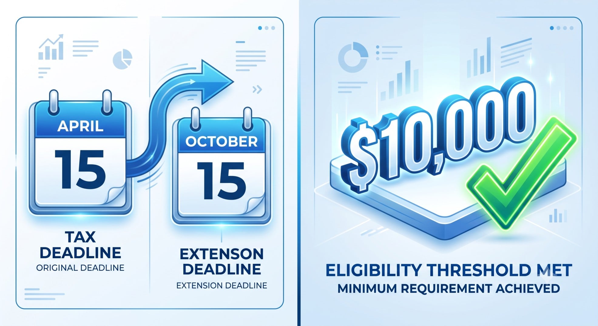 Infographic illustrating the $10,000 threshold and October 15 extended deadline for the FBAR.