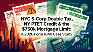 NYC S-Corp Double Tax, NY PTET Credit & the $750k Mortgage Limit: A 2026 Form 1040 Case Study